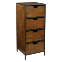 OSP Home Furnishings CMT44-WAL Clermont Storage Cabinet with 4 Drawers in Walnut Finish